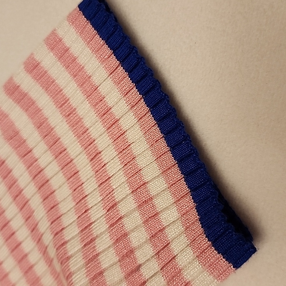 Cotton Emporium Pink and White Stripe Short Sleeve Sweater Size M - Picture 10 of 10